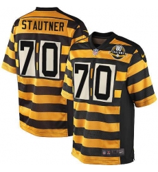 Men's Nike Pittsburgh Steelers #70 Ernie Stautner Elite Yellow/Black Alternate 80TH Anniversary Throwback NFL Jersey
