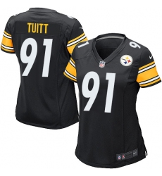 Women's Nike Pittsburgh Steelers #91 Stephon Tuitt Game Black Team Color NFL Jersey