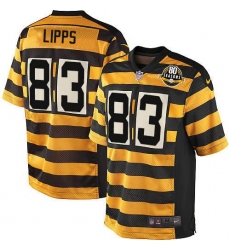 Men's Nike Pittsburgh Steelers #83 Louis Lipps Elite Yellow/Black Alternate 80TH Anniversary Throwback NFL Jersey