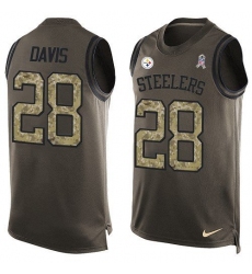 Men's Nike Pittsburgh Steelers #28 Sean Davis Limited Green Salute to Service Tank Top NFL Jersey