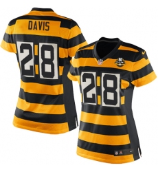 Women's Nike Pittsburgh Steelers #28 Sean Davis Elite Yellow/Black Alternate 80TH Anniversary Throwback NFL Jersey
