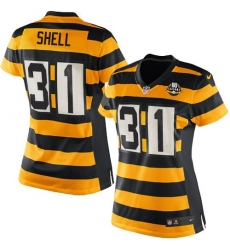 Women's Nike Pittsburgh Steelers #31 Donnie Shell Elite Yellow/Black Alternate 80TH Anniversary Throwback NFL Jersey