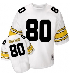 Mitchell And Ness Pittsburgh Steelers #80 Jack Butler White Authentic Throwback NFL Jersey