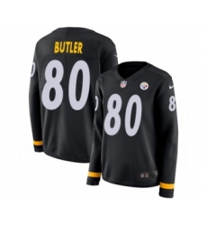 Women's Nike Pittsburgh Steelers #80 Jack Butler Limited Black Therma Long Sleeve NFL Jersey