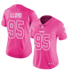 Women's Nike Pittsburgh Steelers #95 Greg Lloyd Limited Pink Rush Fashion NFL Jersey