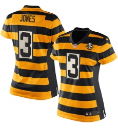 Women's Nike Pittsburgh Steelers #3 Landry Jones Elite Yellow/Black Alternate 80TH Anniversary Throwback NFL Jersey