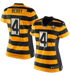 Women's Nike Pittsburgh Steelers #4 Jordan Berry Game Yellow/Black Alternate 80TH Anniversary Throwback NFL Jersey