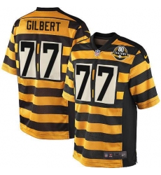 Youth Nike Pittsburgh Steelers #77 Marcus Gilbert Elite Yellow/Black Alternate 80TH Anniversary Throwback NFL Jersey