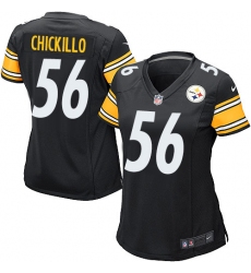 Women's Nike Pittsburgh Steelers #56 Anthony Chickillo Game Black Team Color NFL Jersey