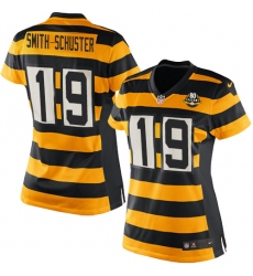 Women's Nike Pittsburgh Steelers #19 JuJu Smith-Schuster Elite Yellow/Black Alternate 80TH Anniversary Throwback NFL Jersey