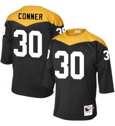 Men's Mitchell and Ness Pittsburgh Steelers #30 James Conner Elite Black 1967 Home Throwback NFL Jersey