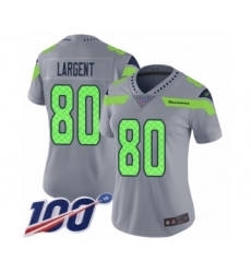 Women's Seattle Seahawks #80 Steve Largent Limited Silver Inverted Legend 100th Season Football Jersey