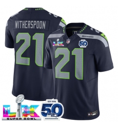 Men's Seattle Seahawks #21 Devon Witherspoon Navy 2025 F.U.S.E. Super Bowl LX And 50th Season Vapor Limited Football Stitched Jersey