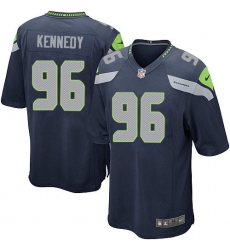 Men's Nike Seattle Seahawks #96 Cortez Kennedy Game Steel Blue Team Color NFL Jersey