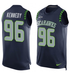 Men's Nike Seattle Seahawks #96 Cortez Kennedy Limited Steel Blue Player Name & Number Tank Top NFL Jersey