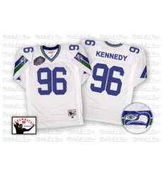 Mitchell And Ness Seattle Seahawks #96 Cortez Kennedy White Hall of Fame 2012 Authentic Throwback NFL Jersey