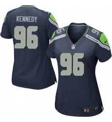 Women's Nike Seattle Seahawks #96 Cortez Kennedy Game Steel Blue Team Color NFL Jersey