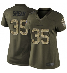 Women's Nike Seattle Seahawks #35 DeShawn Shead Elite Green Salute to Service NFL Jersey