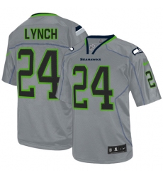 Men's Nike Seattle Seahawks #24 Marshawn Lynch Elite Lights Out Grey NFL Jersey