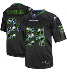 Men's Nike Seattle Seahawks #24 Marshawn Lynch Elite New Lights Out Black NFL Jersey