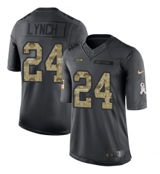 Men's Nike Seattle Seahawks #24 Marshawn Lynch Limited Black 2016 Salute to Service NFL Jersey