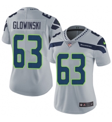Women's Nike Seattle Seahawks #63 Mark Glowinski Elite Grey Alternate NFL Jersey