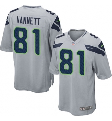 Men's Nike Seattle Seahawks #81 Nick Vannett Game Grey Alternate NFL Jersey