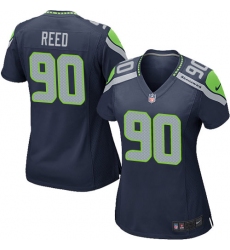 Women's Nike Seattle Seahawks #90 Jarran Reed Game Steel Blue Team Color NFL Jersey