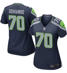 Women's Nike Seattle Seahawks #70 Rees Odhiambo Game Steel Blue Team Color NFL Jersey