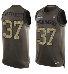 Men's Nike Seattle Seahawks #37 Shaun Alexander Limited Green Salute to Service Tank Top NFL Jersey