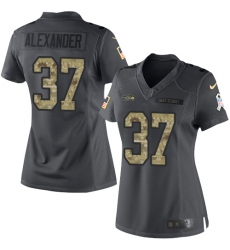 Women's Nike Seattle Seahawks #37 Shaun Alexander Limited Black 2016 Salute to Service NFL Jersey