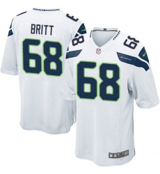 Men's Nike Seattle Seahawks #68 Justin Britt Game White NFL Jersey