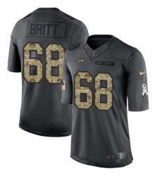 Men's Nike Seattle Seahawks #68 Justin Britt Limited Black 2016 Salute to Service NFL Jersey