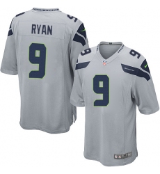 Men's Nike Seattle Seahawks #9 Jon Ryan Game Grey Alternate NFL Jersey