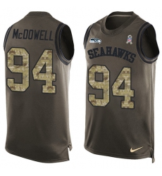 Men's Nike Seattle Seahawks #94 Malik McDowell Limited Green Salute to Service Tank Top NFL Jersey
