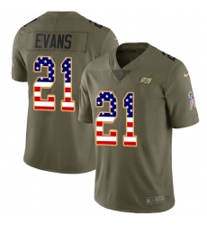 Youth Nike Tampa Bay Buccaneers #21 Justin Evans Limited Olive/USA Flag 2017 Salute to Service NFL Jersey