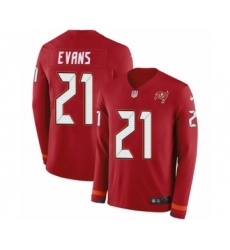 Youth Nike Tampa Bay Buccaneers #21 Justin Evans Limited Red Therma Long Sleeve NFL Jersey