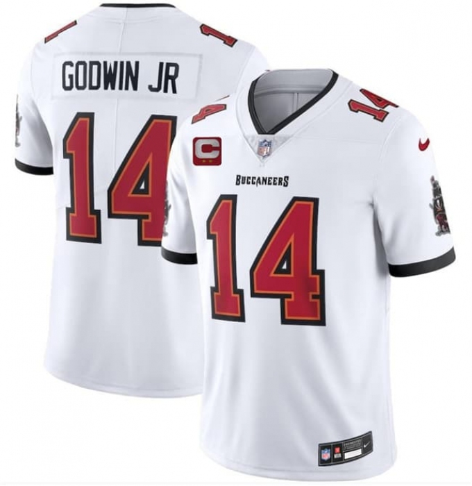 Men's Tampa Bay Buccaneers #14 Chris Godwin Jr White 2026 With 2-Star C Vapor Limited Football Stitched Jersey