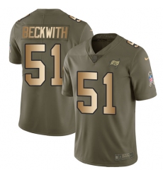 Youth Nike Tampa Bay Buccaneers #51 Kendell Beckwith Limited Olive/Gold 2017 Salute to Service NFL Jersey