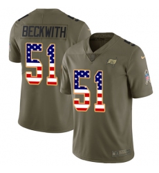 Youth Nike Tampa Bay Buccaneers #51 Kendell Beckwith Limited Olive/USA Flag 2017 Salute to Service NFL Jersey