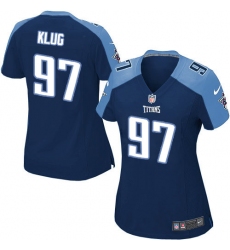 Women's Nike Tennessee Titans #97 Karl Klug Game Navy Blue Alternate NFL Jersey