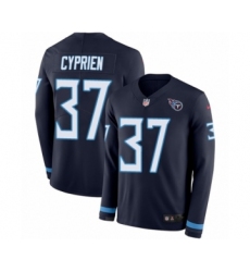 Youth Nike Tennessee Titans #37 Johnathan Cyprien Limited Navy Blue Therma Long Sleeve NFL Jersey