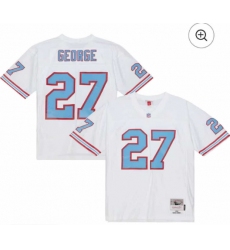 Men's Tennessee Titans #27 Eddie George White Mitchell & Ness Stitched Baseball Jersey