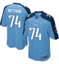 Men's Nike Tennessee Titans #74 Bruce Matthews Game Light Blue Team Color NFL Jersey