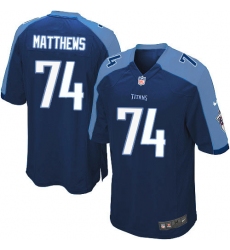 Men's Nike Tennessee Titans #74 Bruce Matthews Game Navy Blue Alternate NFL Jersey