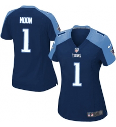 Women's Nike Tennessee Titans #1 Warren Moon Game Navy Blue Alternate NFL Jersey