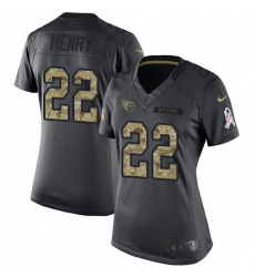 Women's Nike Tennessee Titans #22 Derrick Henry Limited Black 2016 Salute to Service NFL Jersey Women's Nike Tennessee Titans #22 Derrick Henry Limited Black 2016 Salute to Service NFL Jersey