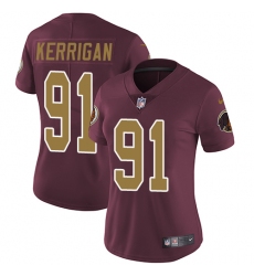 Women's Nike Washington Redskins #91 Ryan Kerrigan Elite Burgundy Red/Gold Number Alternate 80TH Anniversary NFL Jersey