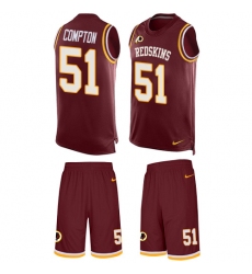 Men's Nike Washington Redskins #51 Will Compton Limited Burgundy Red Tank Top Suit NFL Jersey