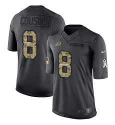Youth Nike Washington Redskins #8 Kirk Cousins Limited Black 2016 Salute to Service NFL Jersey